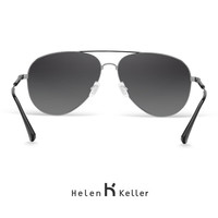 海伦凯勒太阳镜男款时尚偏光墨镜飞行员蛤蟆镜开车防晒护目眼镜H1284 H1284-P02 【枪灰框+渐进深灰片】