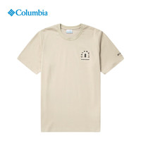 Columbia哥伦比亚T恤男女款春夏吸湿速干圆领印花短袖AE8827 271 2XL 米黄色 271