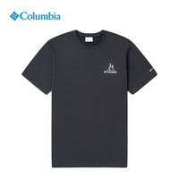 Columbia哥伦比亚T恤男女款春夏吸湿速干圆领印花短袖AE8827 010 M 黑色 010