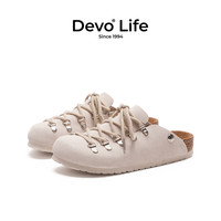 的的的的沃 Devo Life        软木拖鞋包头外穿系带休闲鞋半拖时尚女鞋23031 黄棕 41
