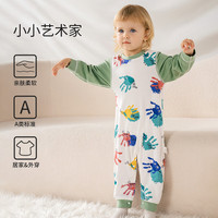 欧孕婴儿睡袋1-3岁男女宝宝夏季纯棉家居服连体睡衣儿童防着凉家居服 小小艺术家(吸湿排汗透气不闷) 120cm 【身高:120-130cm】