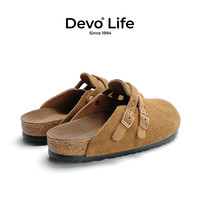 Devo/的的的的的沃 Devo Life       软木拖鞋包头半拖半包懒人外穿气质复古文艺女鞋23035 灰色 37