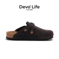 Devo/的的的的的沃 Devo Life       软木拖鞋包头半拖半包懒人外穿气质复古文艺女鞋23035 黑色 39