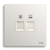ABB开关插座面板 轩致系列 无框86型墙壁白色弱电插座 电话+超5类电脑 插座