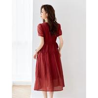 【红色肌理感连衣裙】夏款时尚质感法式显瘦女式连衣裙