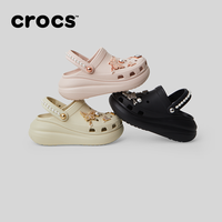 Crocs卡骆驰蝴蝶珍珠泡芙洞洞鞋沙滩鞋包头女鞋厚底拖鞋|211539 骨白色-2Y2 40