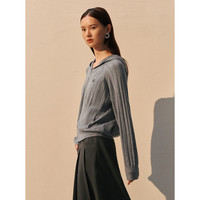 太平鸟女装针织衫连帽打底针织开衫女冬装毛衫外套女 灰色 L