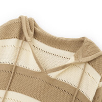 片断毛衣女2025春季条纹连帽设计学院风俏皮减龄休闲气质上衣 白黄 L 165/88A