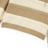 片断毛衣女2025春季条纹连帽设计学院风俏皮减龄休闲气质上衣 白黄 S 155/80A