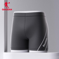 乔丹（QIAODAN）男士泳裤夏季游泳三分裤泳衣泳帽泳镜防尴尬泳裤三件套男款沙滩裤 黑色【平角泳裤】 L