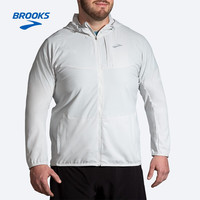 布鲁克斯(BROOKS)男拉链上衣收纳柔软跑步运动衣服夹克外套轻薄 浅灰色 S