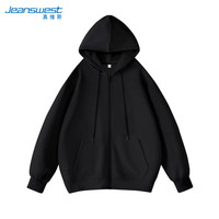 真维斯(JEANSWEST)卫衣女春秋季外套女开衫连帽男女装小个子休闲宽松款 黑色 M