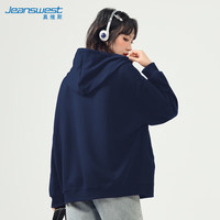 真维斯(JEANSWEST)卫衣女2024秋季外套女开衫连帽男女装百搭休闲宽松款 藏青 M