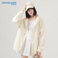 真维斯(JEANSWEST)卫衣女春秋季外套女开衫连帽男女装小个子休闲宽松款 米色 L