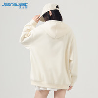 真维斯(JEANSWEST)卫衣女2024秋季外套女开衫连帽男女装百搭休闲宽松款 米色 L