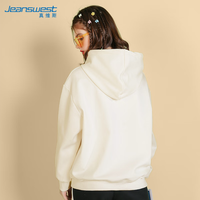 真维斯(JEANSWEST)连帽卫衣女春秋卡通印花外套潮流宽松显瘦小个子连帽上衣 米色 M