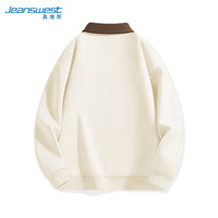 真维斯(JEANSWEST)卫衣女2024秋季polo领百搭外套美式复古慵懒风宽松上衣 米色