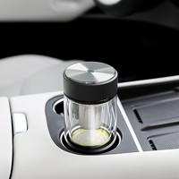 万象双层玻璃杯男女士商务办公水杯家用车载便携随手杯子泡茶杯V273 V273R-石墨黑- 370ml 1只