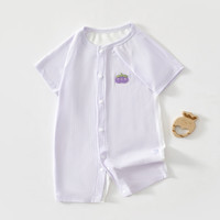 艾咪艾咪婴儿夏季衣服连体衣薄款新生儿爬服夏天短袖宝宝夏装哈衣睡衣a类 纯紫葡萄-天丝短袖连体 80cm