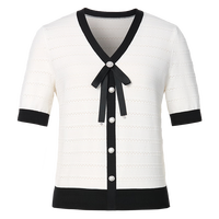 珂莱蒂尔2025年夏季新款舒适冰丝透气V领针织衫女士通勤百搭小衫