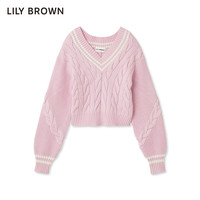 Lily Brown 莉莉 布朗 秋冬学院风甜美V领针织撞色短毛衣 LWNT234238