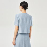 【绞罗花纱】娜尔思气质香风开衫淡人小外套25夏季两件套同款 淡群青蓝色-上衣 M