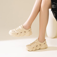星期六（St&Sat）夏季休闲舒适EVA老爹鞋厚底增高透气洞洞鞋潮流时尚WKSSC2111F5F 米白 37