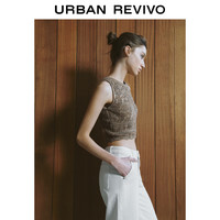 UR2025夏季女装复古镂空织肌理无袖针织衫UWM950034 深棕绿 L