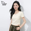 东方骆驼 EASTERN CAMEL ;EASTERN CAMEL短袖t恤女夏季2025粉色抽绳修身纯棉上衣圆领内搭打底衫 奶白 S