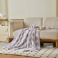 多喜爱家纺半边绒毯 空调毯办公室午睡毯子多功能毯子双面暖绒可水洗毯 半边绒多用毯（格韵淡紫） 170cm*130cm