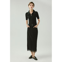 DEMMOV戴檬黑色短款针织开衫女2025夏坑条肌理感修身短袖T恤 白色 XS