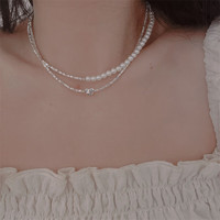 花饰庄园几何碎银子方块爱心项链小众设计轻奢百搭不规则切割锁骨链叠戴 小方块碎银项链