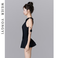 泳衣女款2025连体挂脖露背保守裙式微胖女孩遮肉显瘦温泉 XL