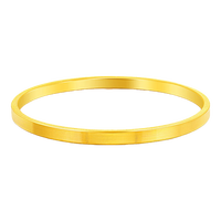 玉相伴黄金手镯 时尚简约拉丝实心黄金素圈方镯筷子金镯女礼物 52圈口:金重16.4克(4mm)