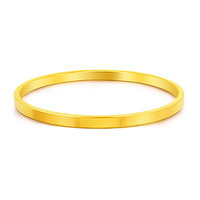 玉相伴黄金手镯 足金9999时尚简约拉丝实心黄金素圈方镯筷子金镯女 60圈口:金重17.7克(4mm)