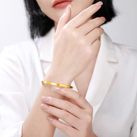 玉相伴黄金手镯 足金9999时尚简约拉丝实心黄金素圈方镯筷子金镯女 56圈口:金重17.9克(4mm)