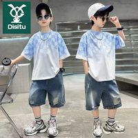迪斯兔 中大童夏装七分裤帅气男童牛仔五分短裤儿童夏季新款童装潮