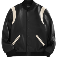 太平鸟男装 秋冬真皮皮衣潮流撞色棒球服BYBDC4F05