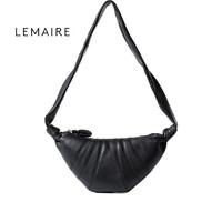 LEMAIRE 奢侈品 女士  小号牛角包形包包 黑色 均码
