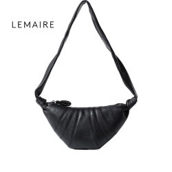 LEMAIRE 奢侈品 女士  小号牛角包形包包 黑色 均码