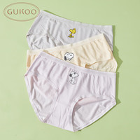 果壳(Gukoo)旗下YSO品牌女士内裤IP联名卡通内裤舒适纯棉裆内裤组合3条装 浅黄+薄纱紫+浅灰 3条 S