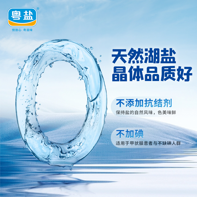 粤盐无碘雪晶盐湖盐250g*食用盐家用无添加抗结剂不含碘盐巴