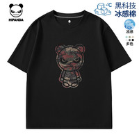 HI PANDA你好熊猫美式潮牌短袖t恤2025夏季新款透气百搭冰感亲肤棉半袖男