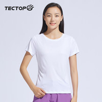 探拓TECTOP户外服饰女夏季圆领短袖弹力T恤透气亲肤速干上衣 【女款】纯净白 3XL