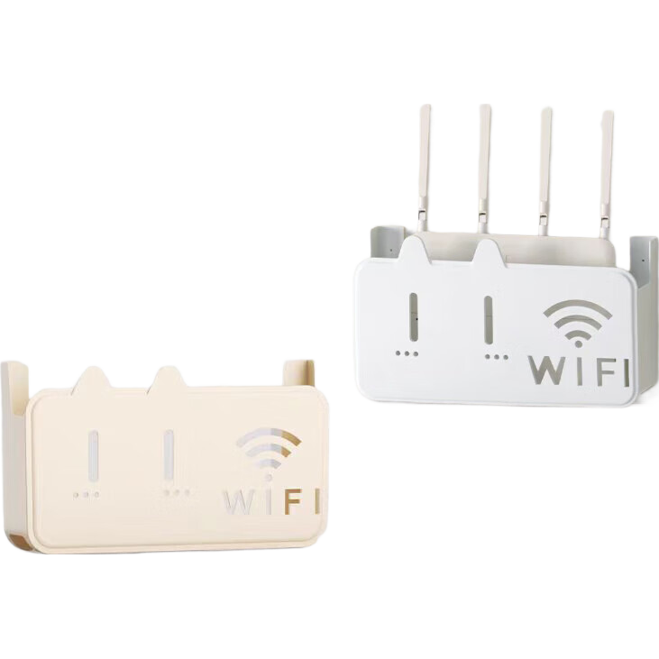 佳立方路由器放置架免打孔壁挂式机插排插座wifi收纳盒/各1个