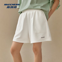 斯凯奇2025年夏季男女同款宽松运动短裤休闲舒适简约百搭潮流 -女款-棉花糖白/0074【清新简约】 S