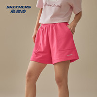 斯凯奇2025年夏季男女同款宽松运动短裤休闲舒适简约百搭潮流 -女款-乐园粉/01N1【元气多巴胺】 L