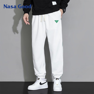 NASA GOOD 棉质拼色条纹 白色 3XL 男士休闲裤
