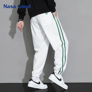 NASA GOOD 棉质拼色条纹 白色 3XL 男士休闲裤
