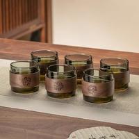 耐高温小茶杯玻璃茶杯带把家用喝茶杯功夫茶杯套装个人品茗